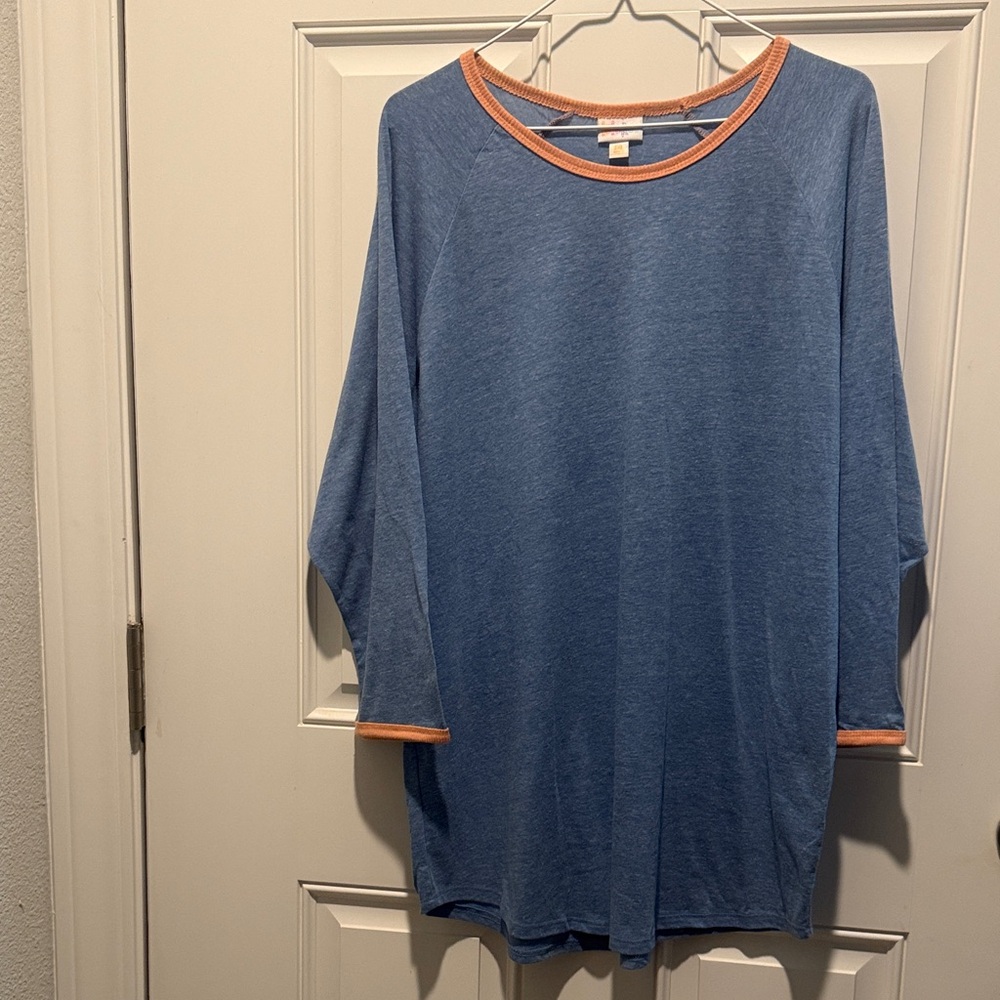2 for $10 ALL LuLaRoe BUNDLE AND SAVE 
Blue Tee with Peach Trim